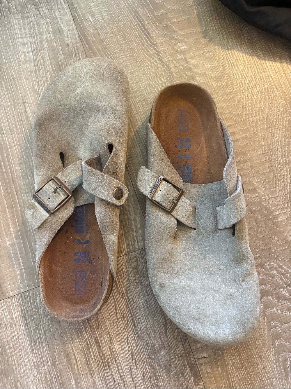 Birkenstock Men's Suede Slip-On Clogs in Taupe